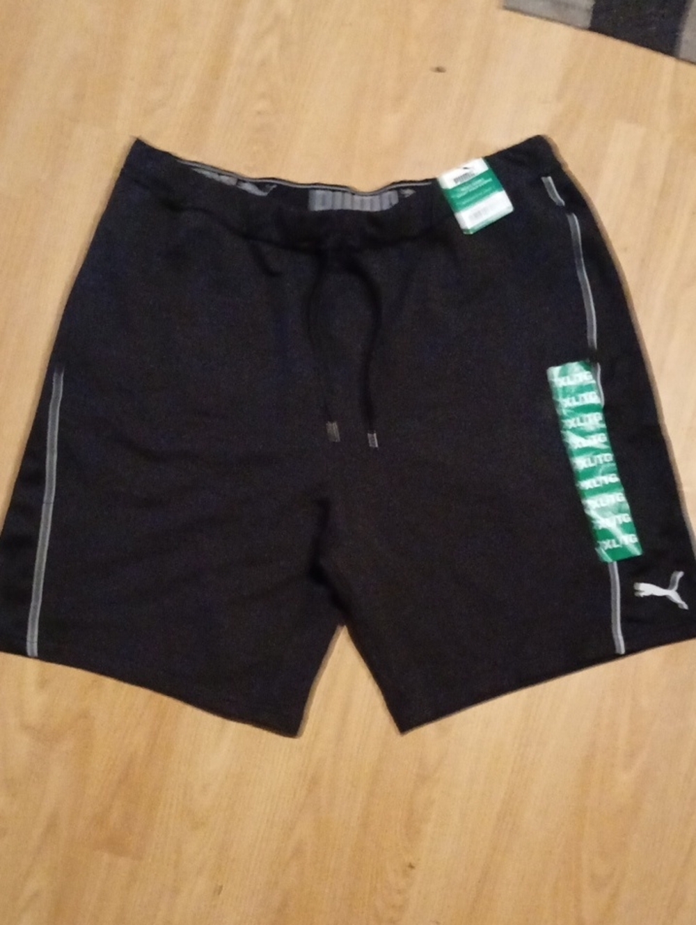 Puma Men’s Black Athletic Drawstring Shorts with Reflective Trim